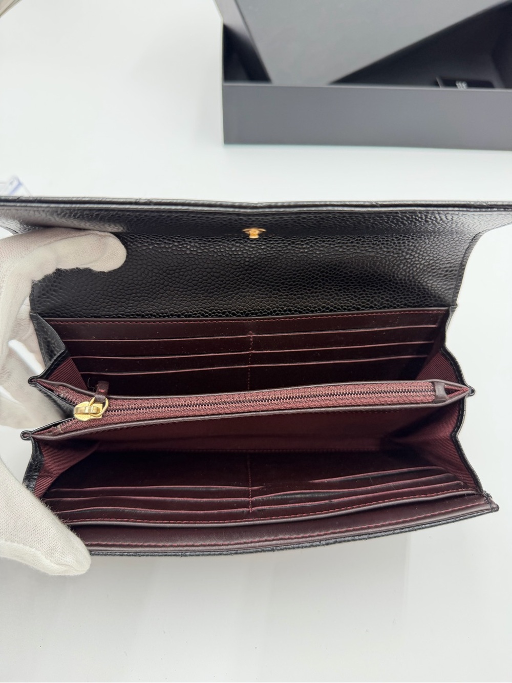 CHANEL Black Quilted Caviar Leather Wallet with Gold CC Hardware Excellent Condt - Picture 13 of 15